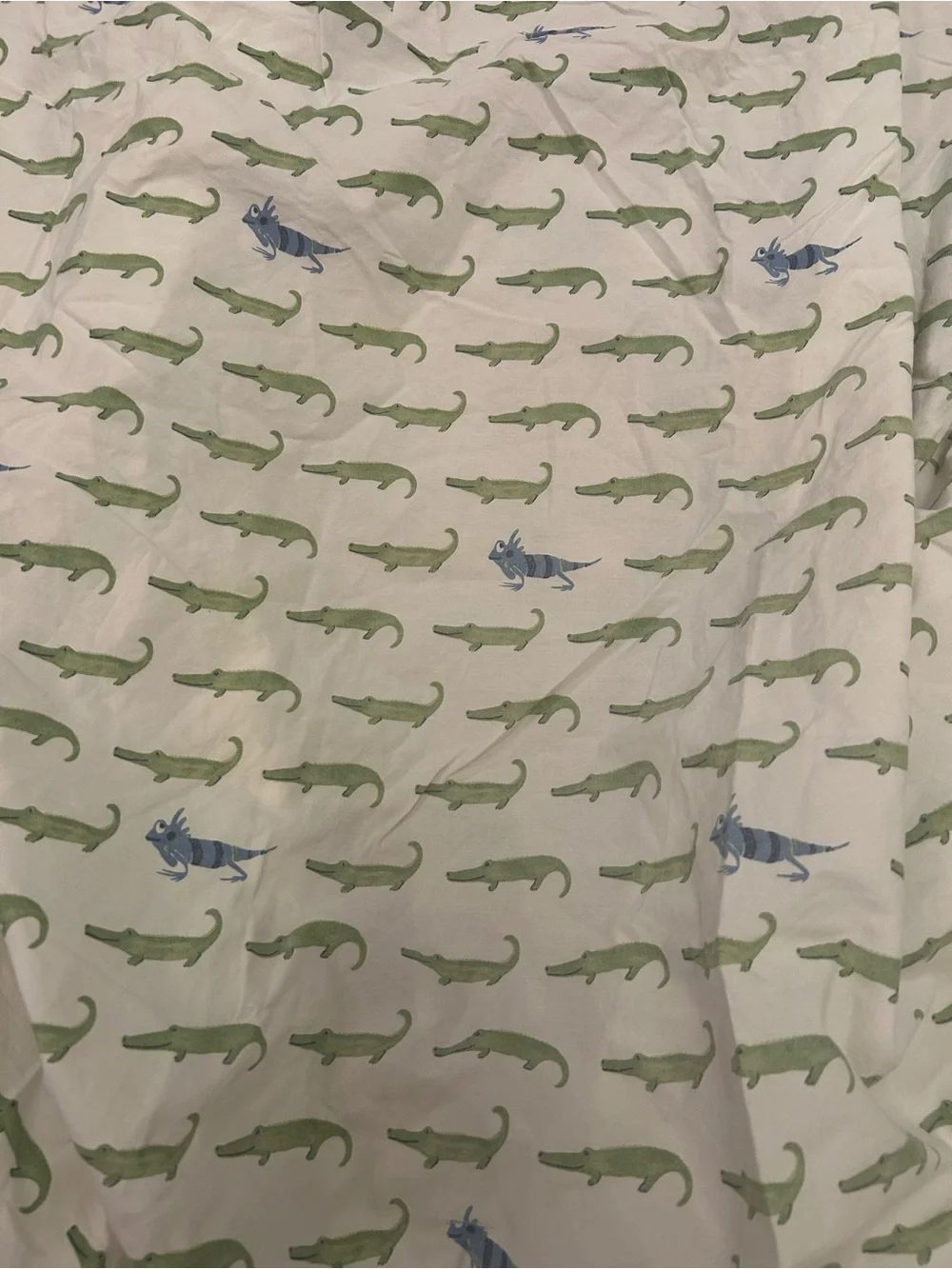 Pottery barn kids flat and fitted full size alligator print sheets GUC